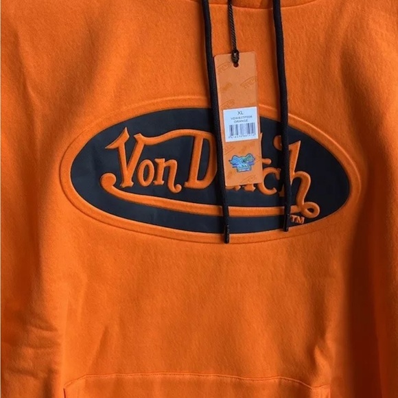 Von Dutch Original Unisex Orange/Black Raised Logo Hoodie/Pullover | NEW/NWT!!🔥 - Picture 5 of 10